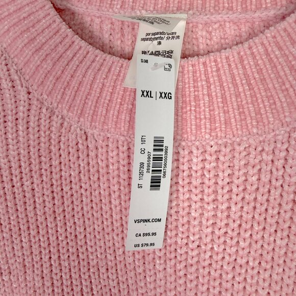 NWT PINK Victoria’s Secret Chenille Pullover Sweater Oversized Pink Size XXL NEW - Picture 9 of 13